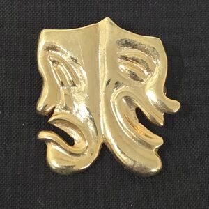 Carol Kellner Vibtage Gold Drama Theater Mask Brooch